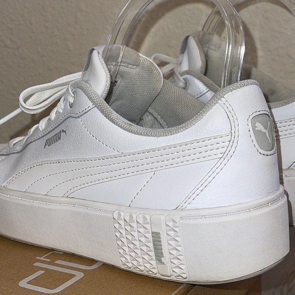 PUMA White SMASH PUMA LEATHER PLATFORM SNEAKERS Sz. 8 - Picture 9 of 17